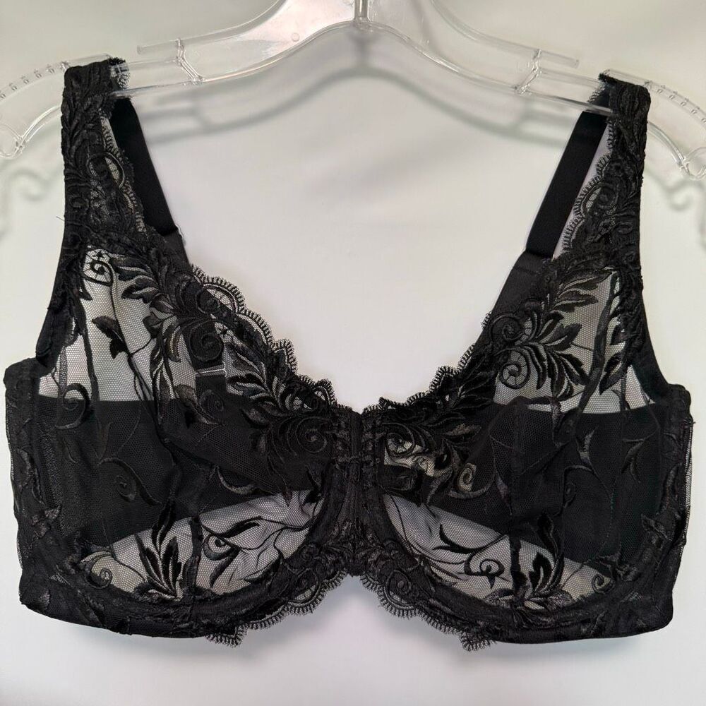 Soma sheer black unlined lace underwire bra size 38DD